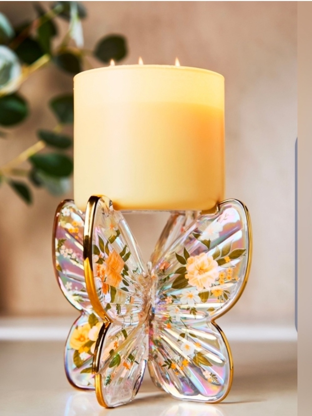 Bath & Body Works - Iridescent Butterfly Glass Candle Holder